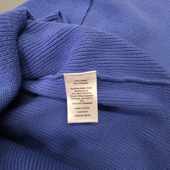 Talbots Cardigan Sweater Womens Medium Blue V-Neck Button Front Satin Trim Knit - Picture 13 of 13